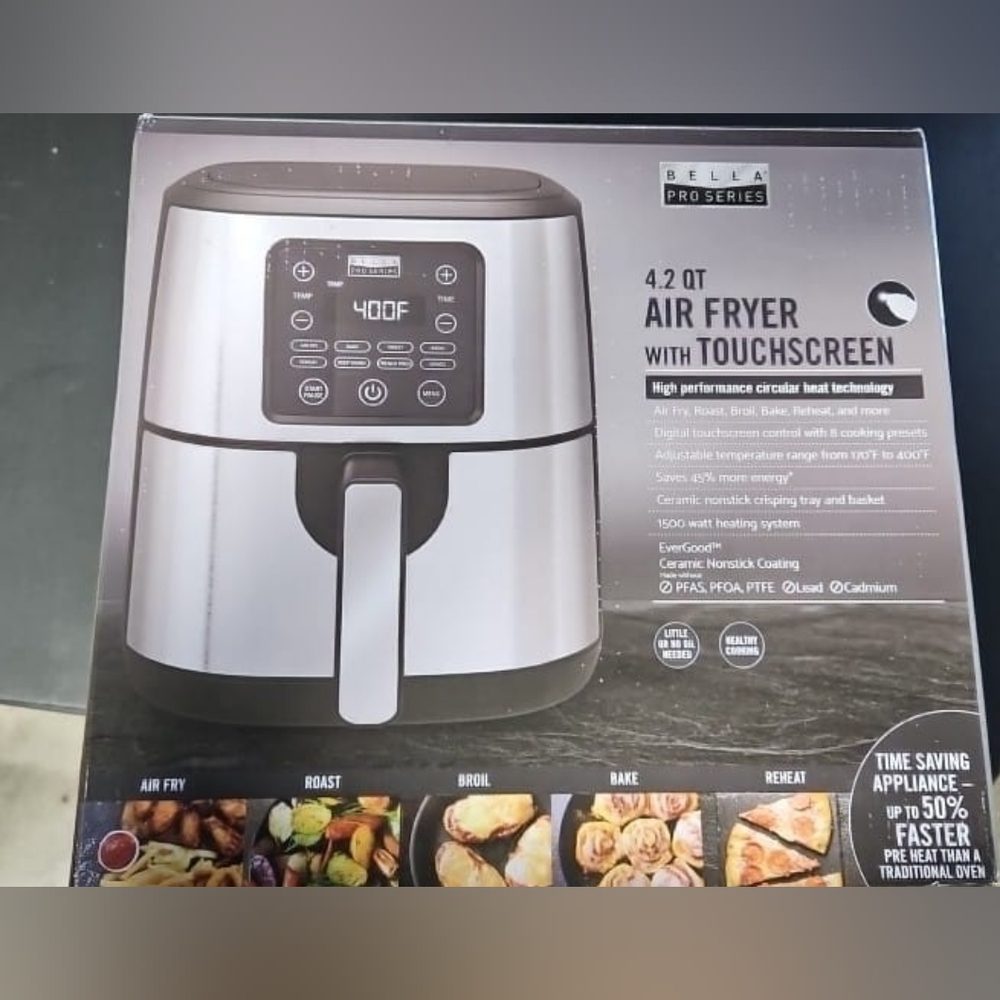 Bella Pro4.2 Quart  Silver Air Fryer with Touchscreen
